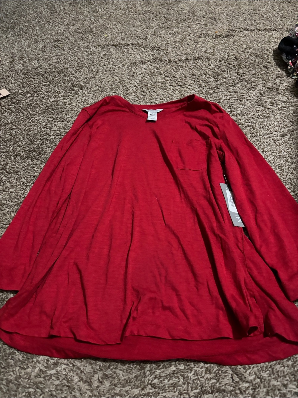 Multiples Red Long-Sleeve Pocket Tunic